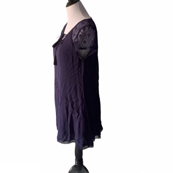 Francesca's Blue Rain VNeck Lace Mini Dress size S - Picture 5 of 6